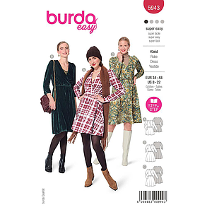 Patron Burda 5943 - Robe junévile avec effet croisé & jupe ample du 36 au 50 (FR)#