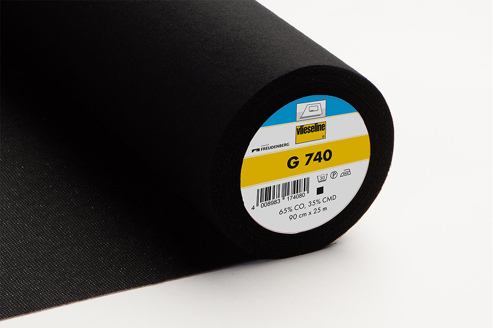G740 Entretela de algodón de peso medio - negro - 25m x 90cm 