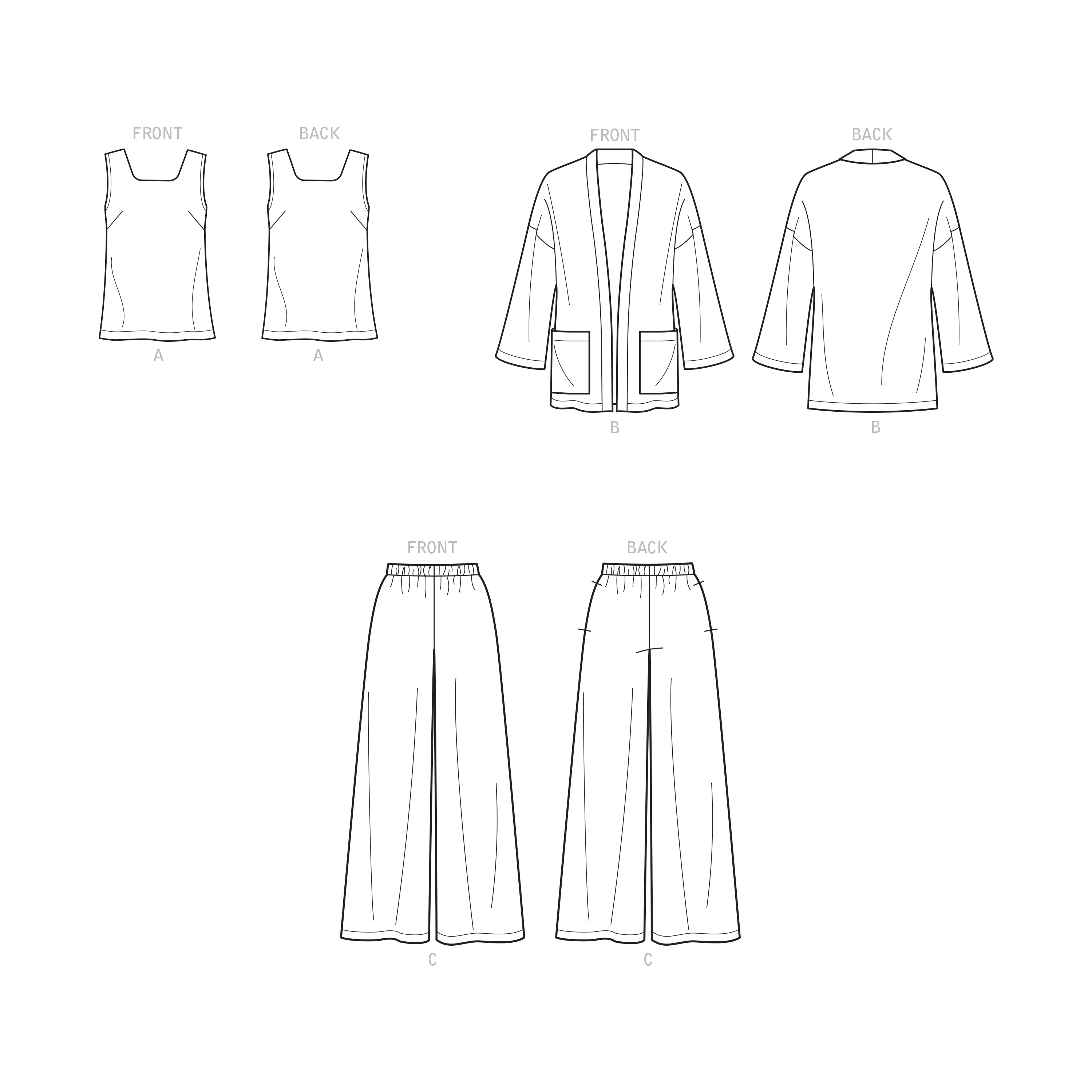 Patron Simplicity 9271 - Ensemble Top, Veste et Pantalon du 36 au 54 (FR)