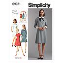 Patron Simplicity 9371 - Robe pour femme et femme avec variations de col, de manchette et de manche 36 au 54 FR