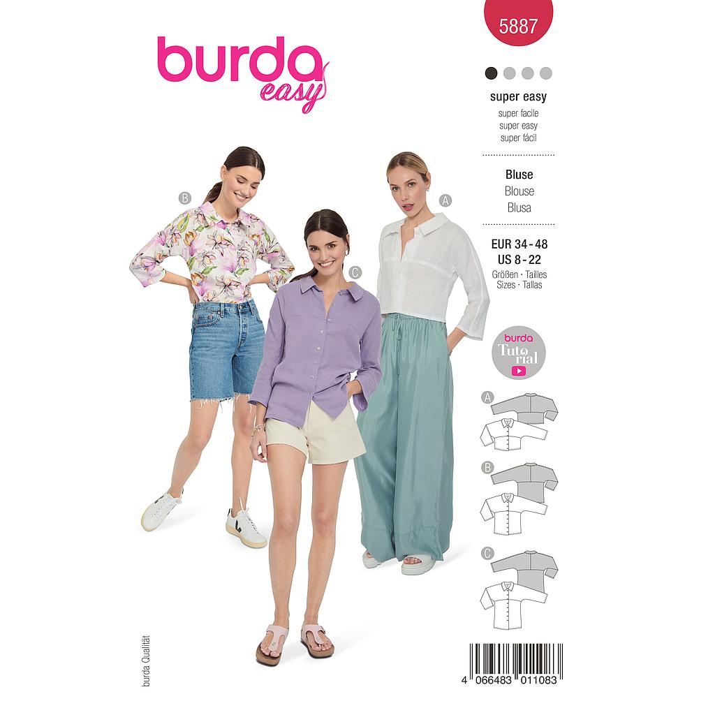 Patron Burda 5887 - Blouse en diverses longueurs du 34 au 48 FR