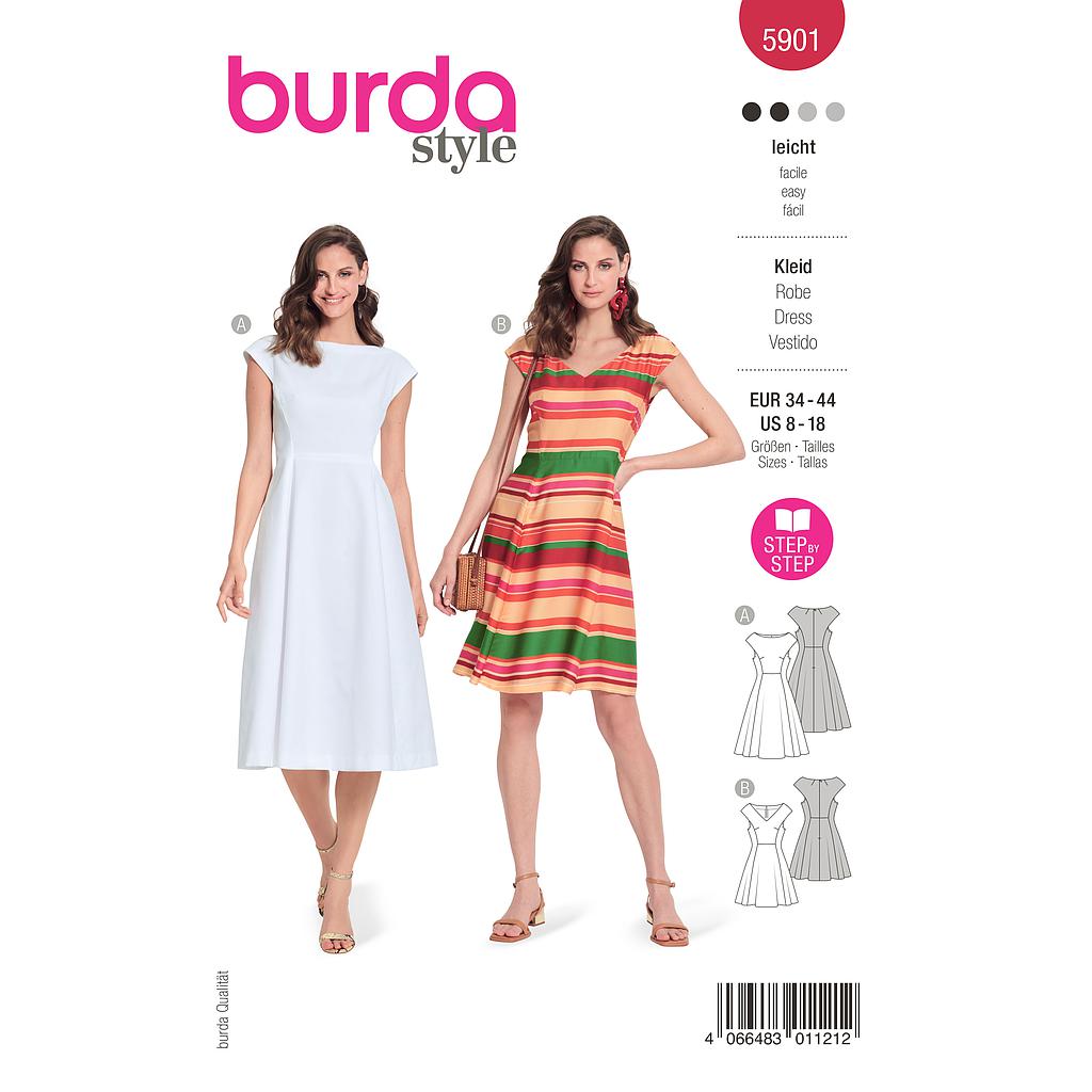 Patron Burda 5901 - Robes romantiques avec touche Vintage du 34 au 44 (FR)