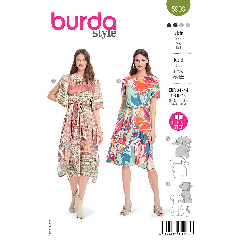 Patron Burda 5903 - Robe avec jupe a pointe du 34 au 44 (FR)