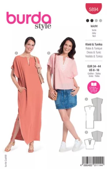 Patron Burda 5894 - Longue robe du 34 au 44 (FR)