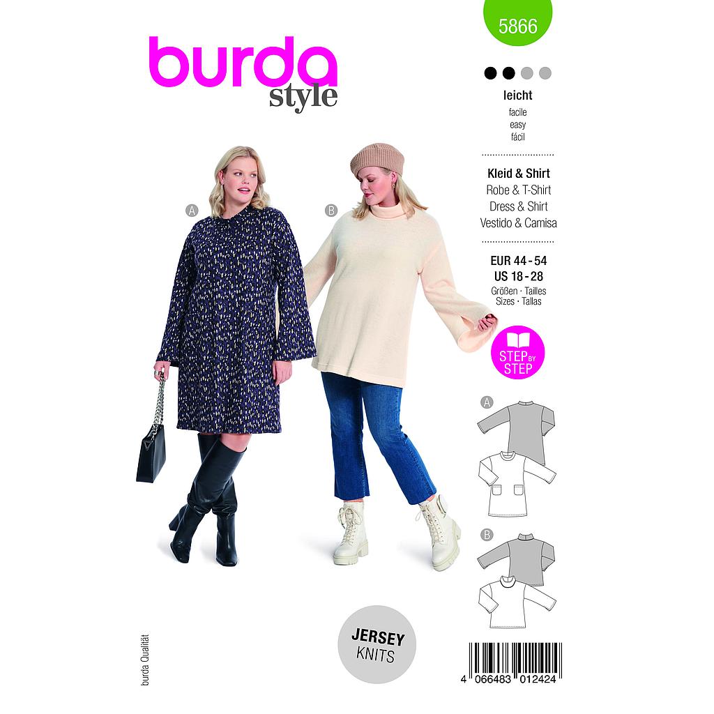 Patron Burda 5866-Robe & tee-shirt