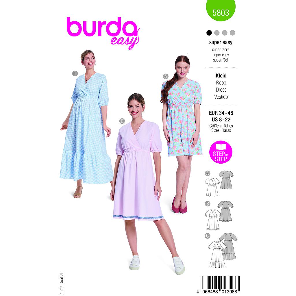Patron Burda 5803 - Mini-robe à motif floral du 34 au 48 FR