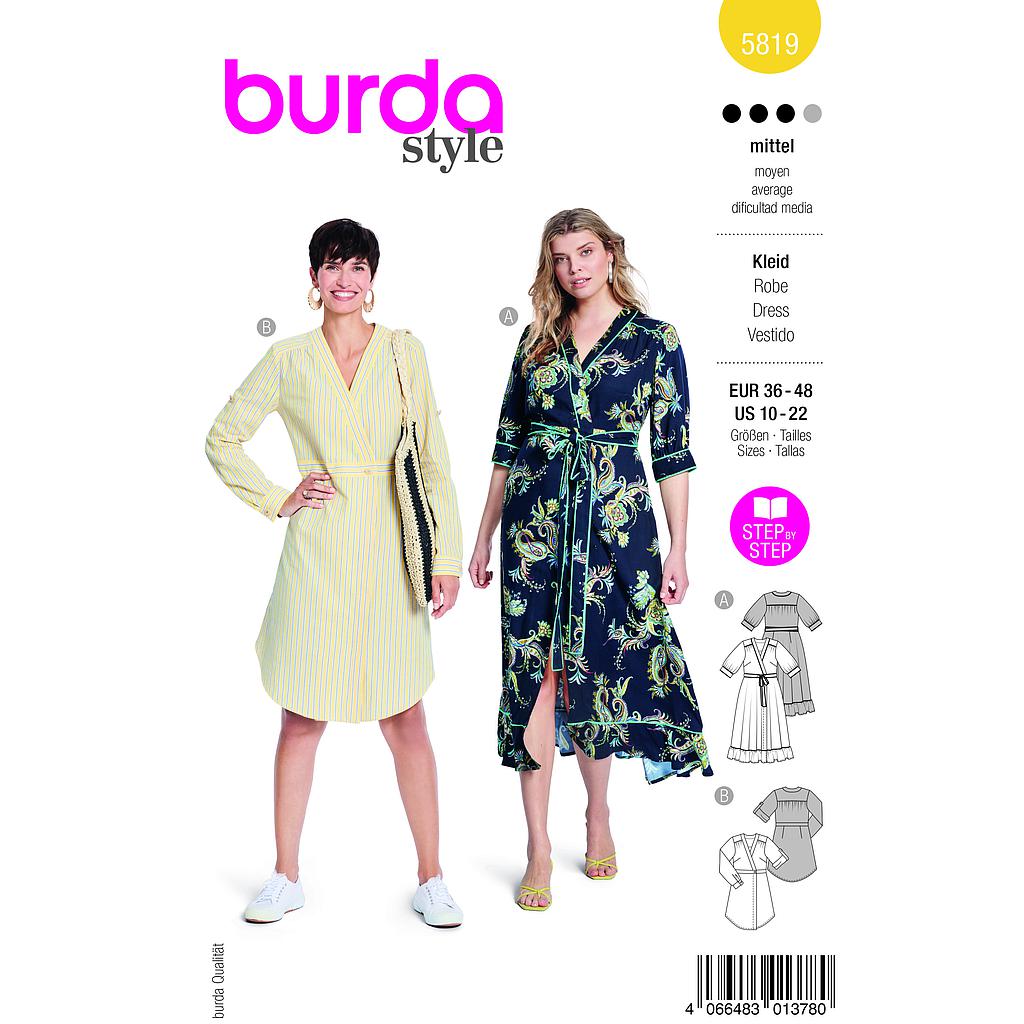 Patron Burda 5819 - Robe portefeuille du 36 au 48 FR