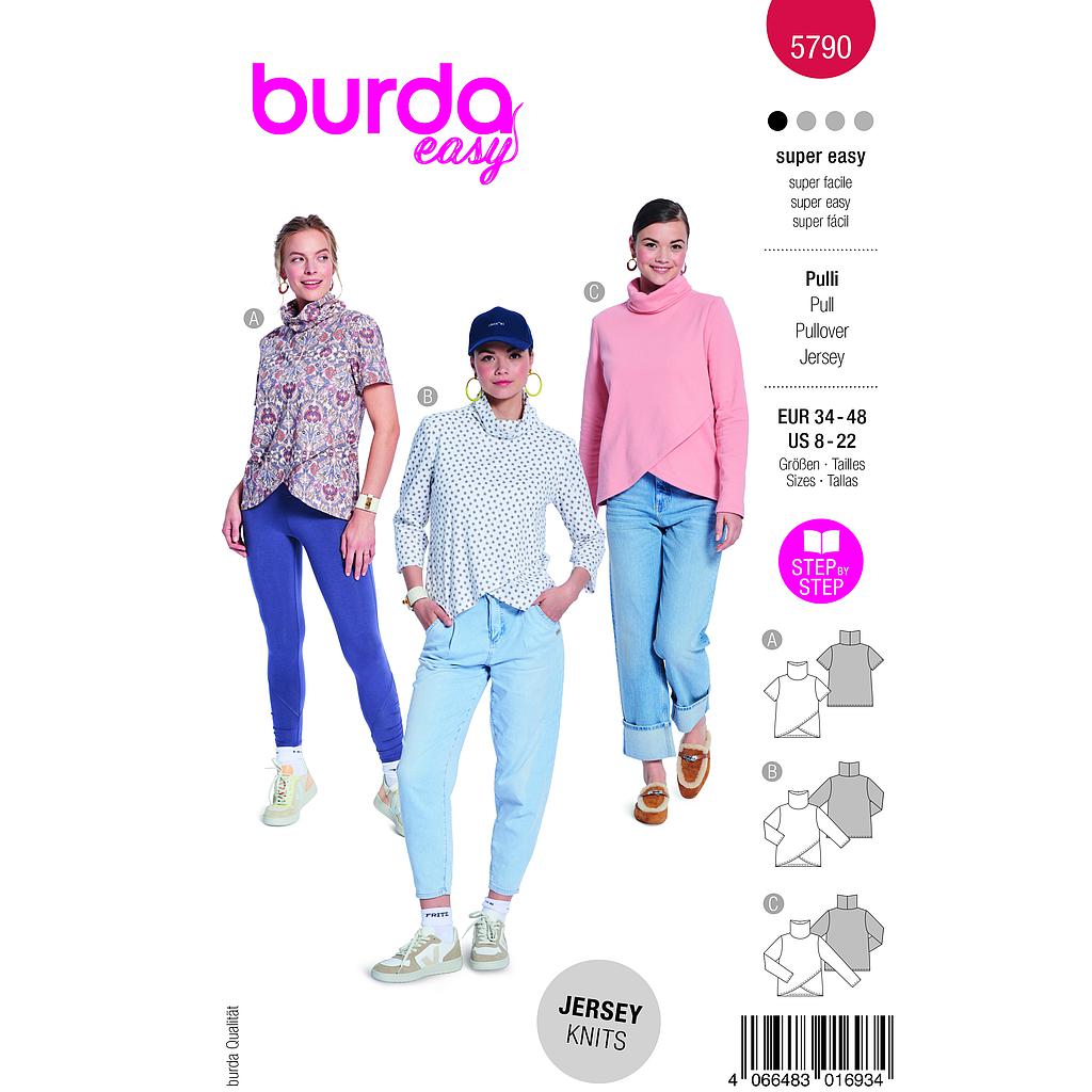 Patron Burda 5790 - Trois variantes de t-shirts