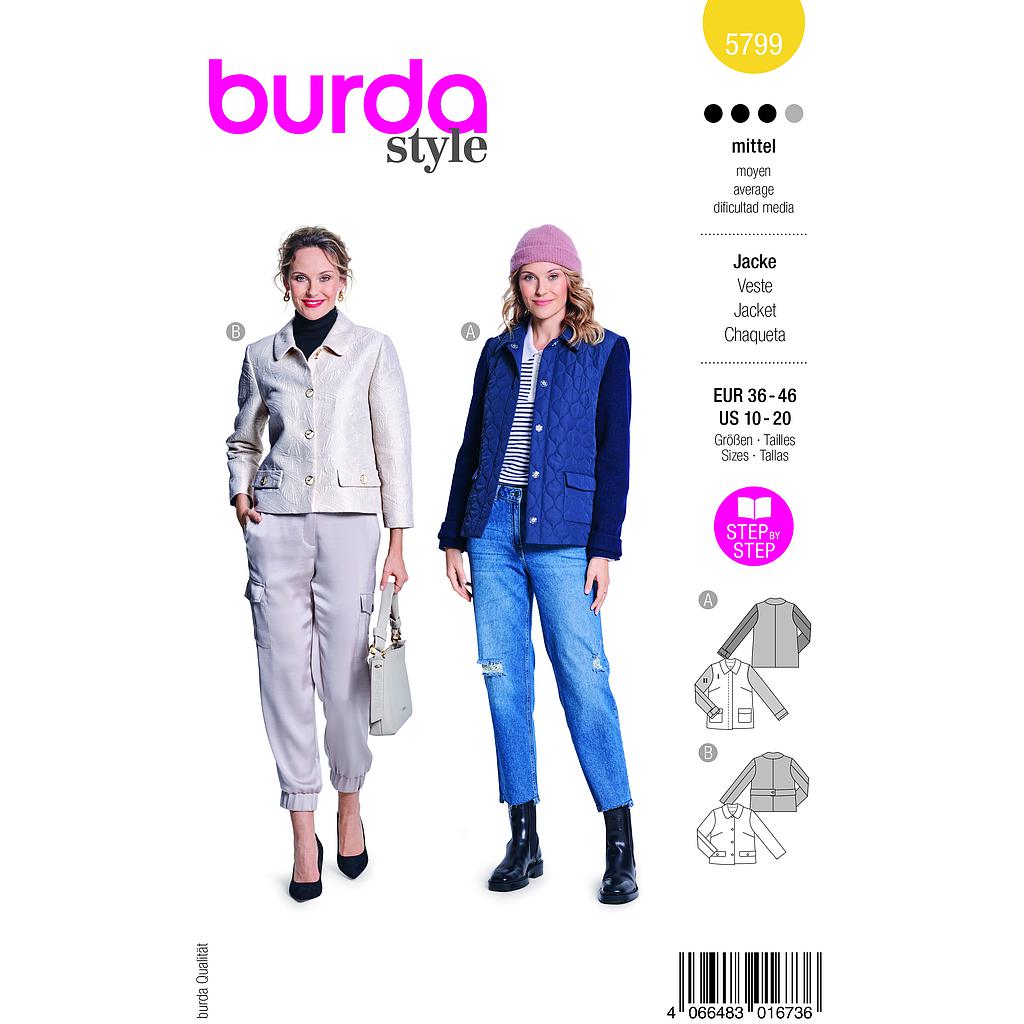 Patron Burda 5799 - Veste tendance