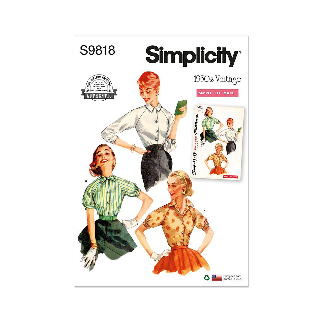 Patron Simplicity 9818 - Blouses pour dames