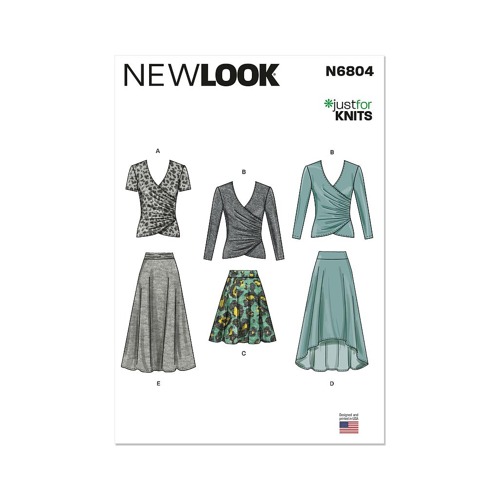 Patron New Look 6804 -  Hauts et jupes en maille femme