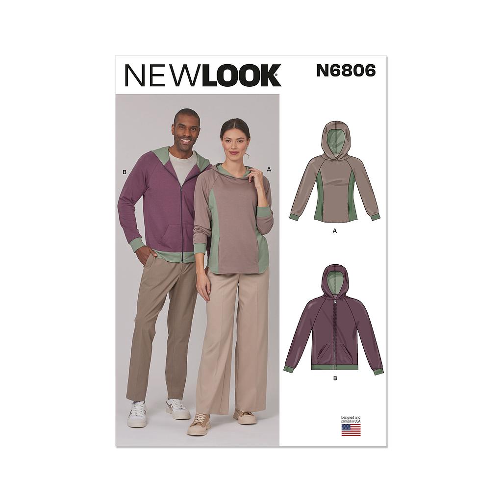Patron New Look 6806 -  Sweats à capuche unisexes
