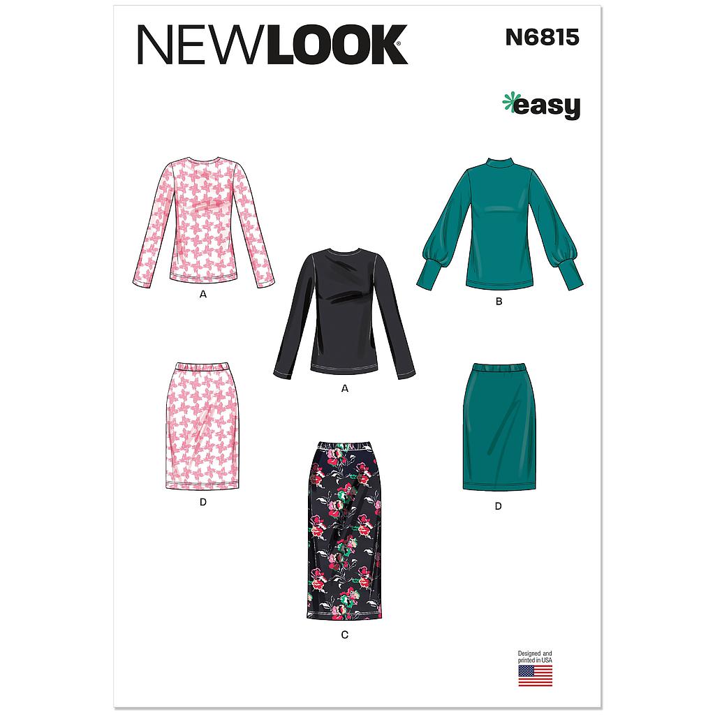 Patron New Look 6815 -  Hauts en maille et jupe