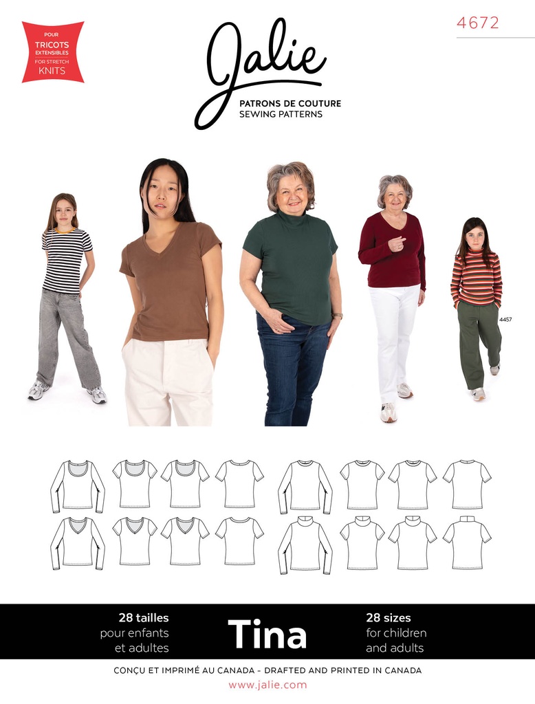 Patron Jalie 4672 TINA - T-shirts essentiels