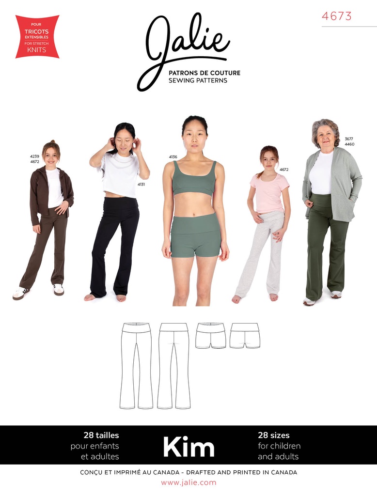 Patron Jalie 4673   KIM - Pantalon évasé et short à taille repliée