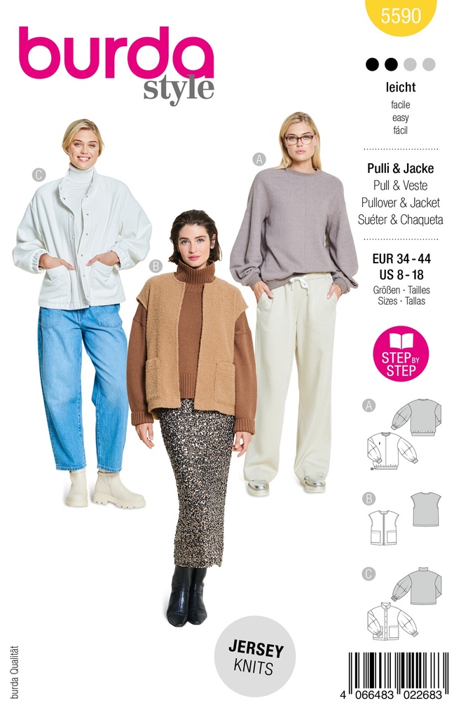 Patron Burda 5590 - Veste et pull