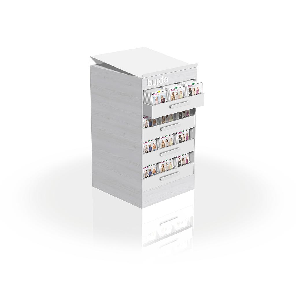 Meuble armoire patrons BURDA avec pupitre pour catalogues - L60 x P62 x H117 cm - Blanc