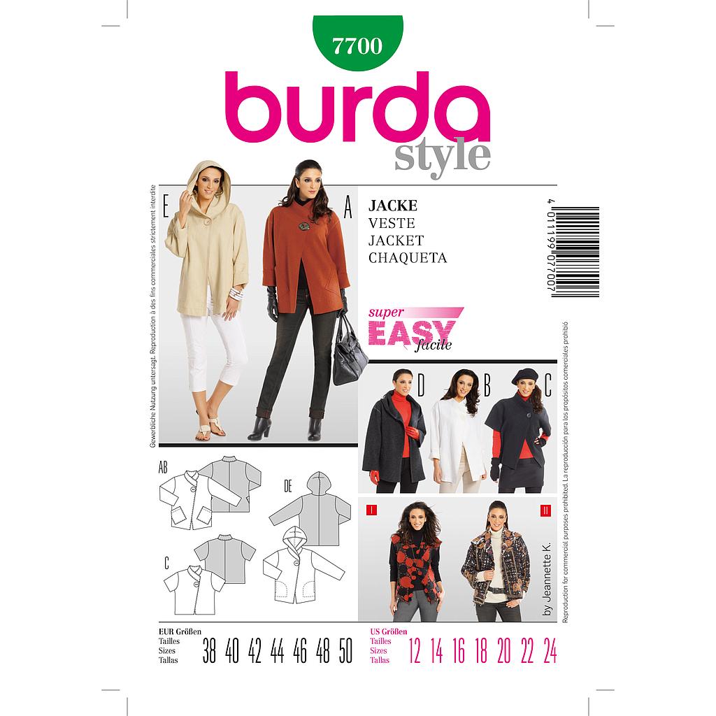 Patron Burda 7700 Veste