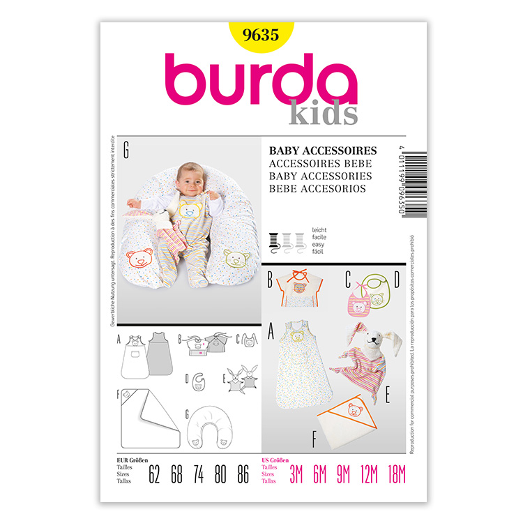 Patrón Burda 9635 Kids Accesorios para bebé 