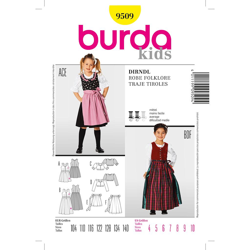 Patrón Nº9509 Burda Kids: Vestido folklore