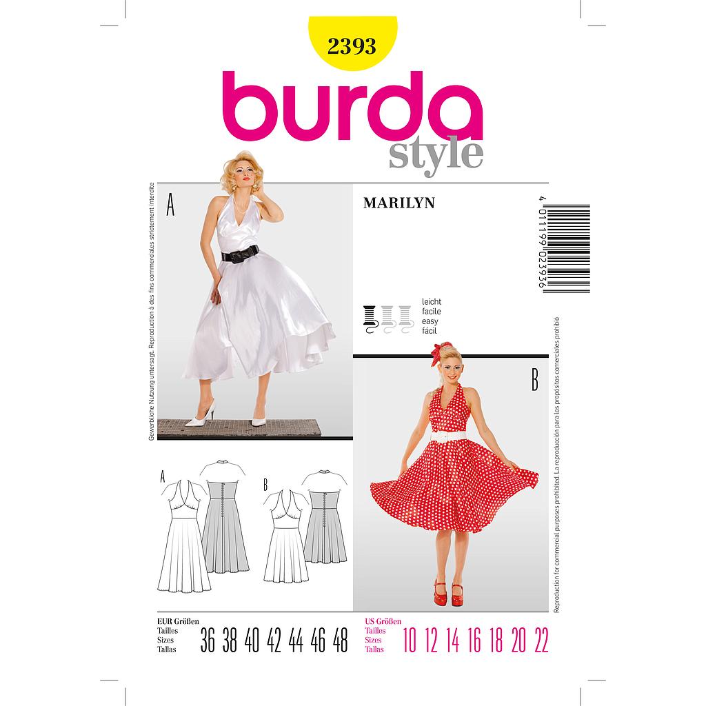 Patron Burda Carnaval 2393 - Déguisement Marilyn Femme