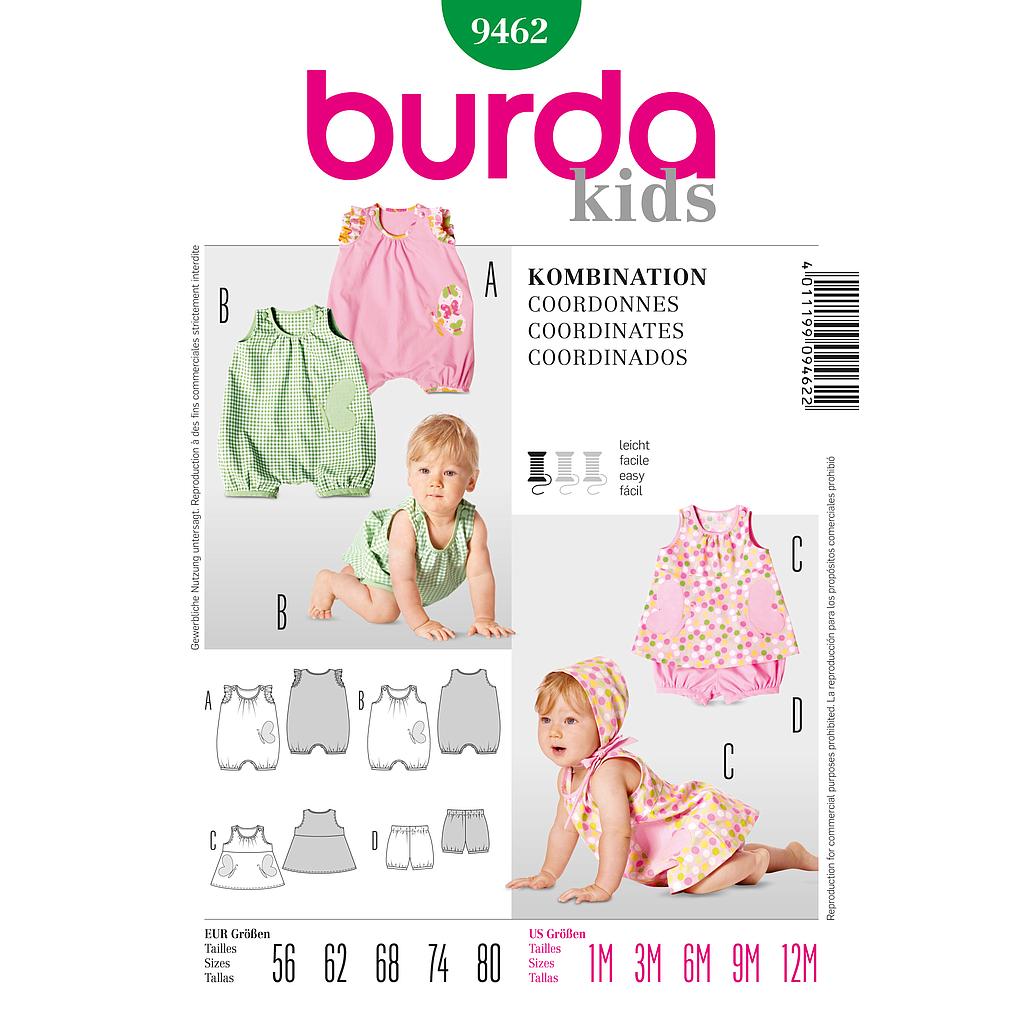 Patrón Nº9462 Burda Kids: Coordinados para bebés