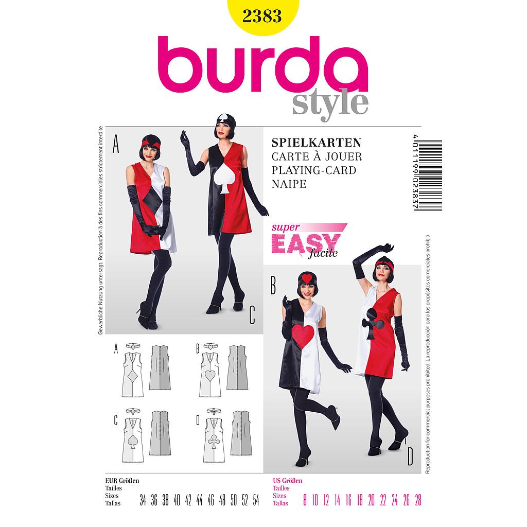 Patron Burda Carnaval 2383 - Déguisement Carte à jouer Femme