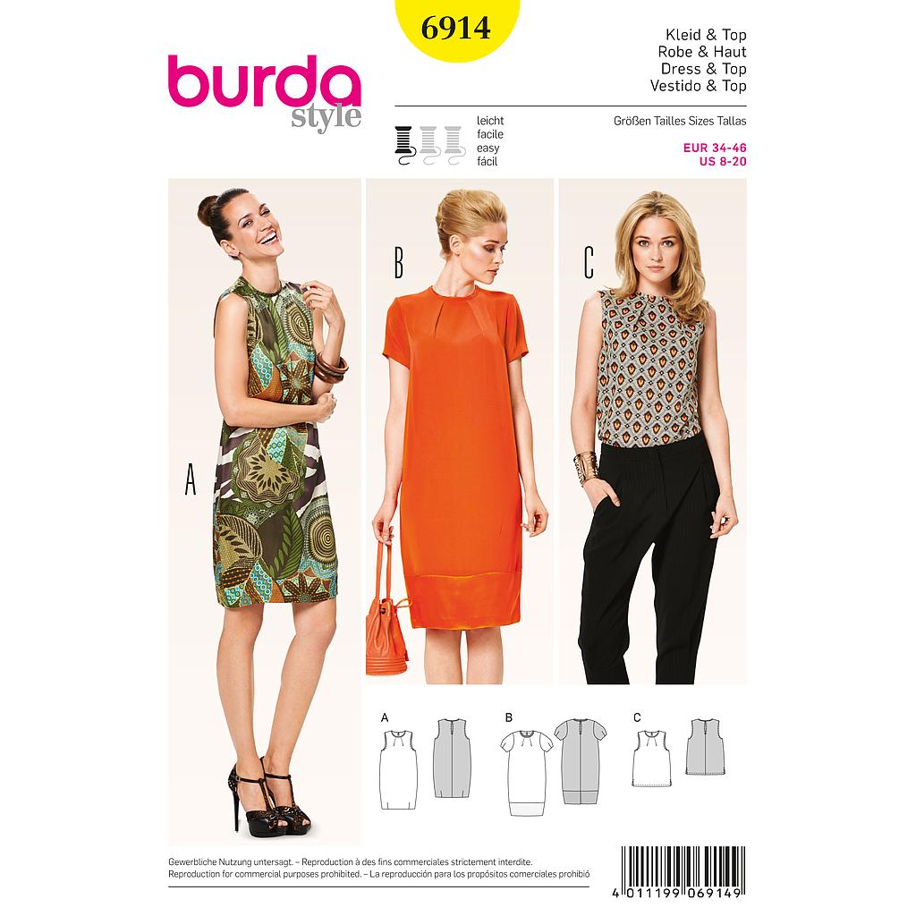 Patrón Nº6914 Burda Style: Vestido y top