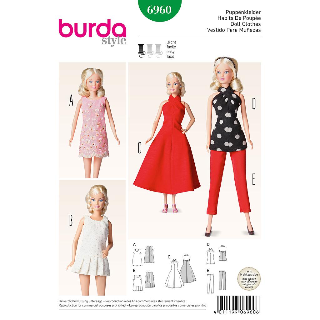 Patron Burda 6960 Idée Creative Habits de poupée