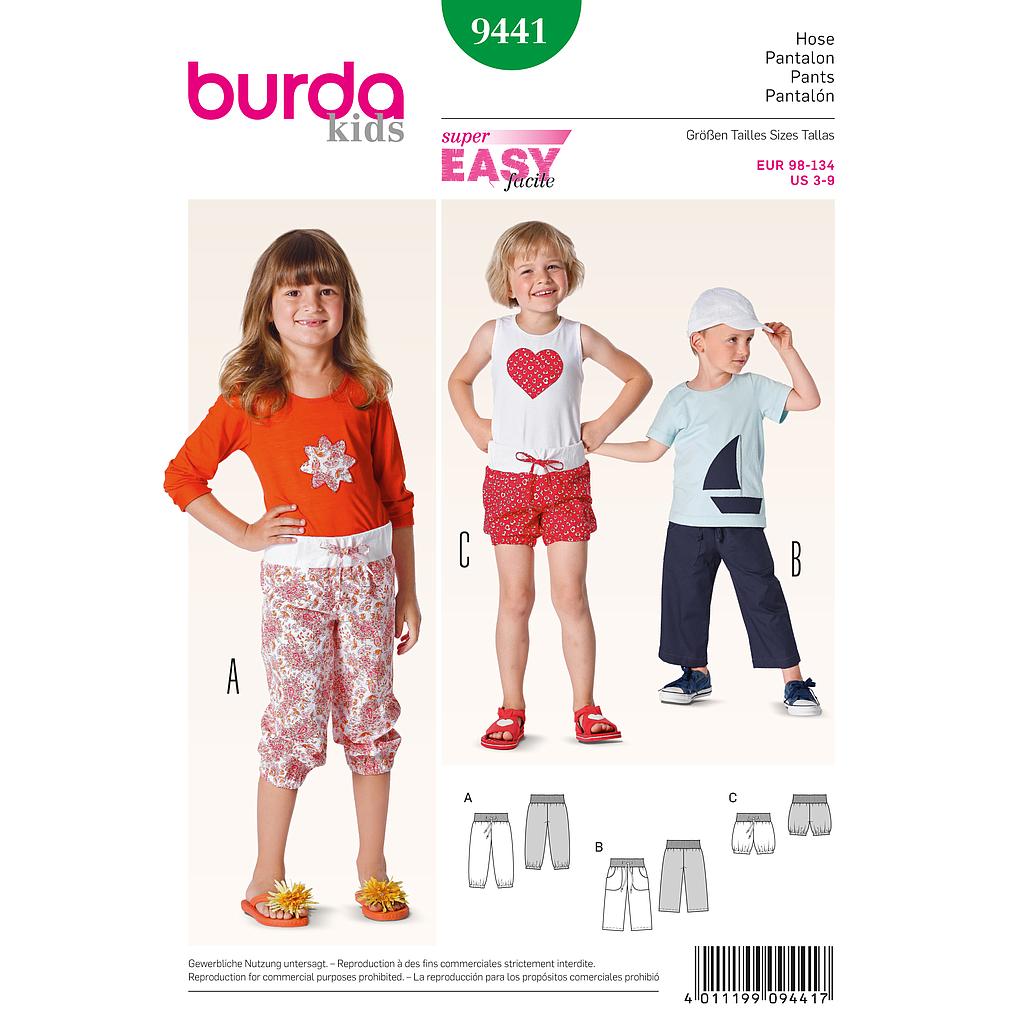 Patron Burda 9441 Kids Pantalon