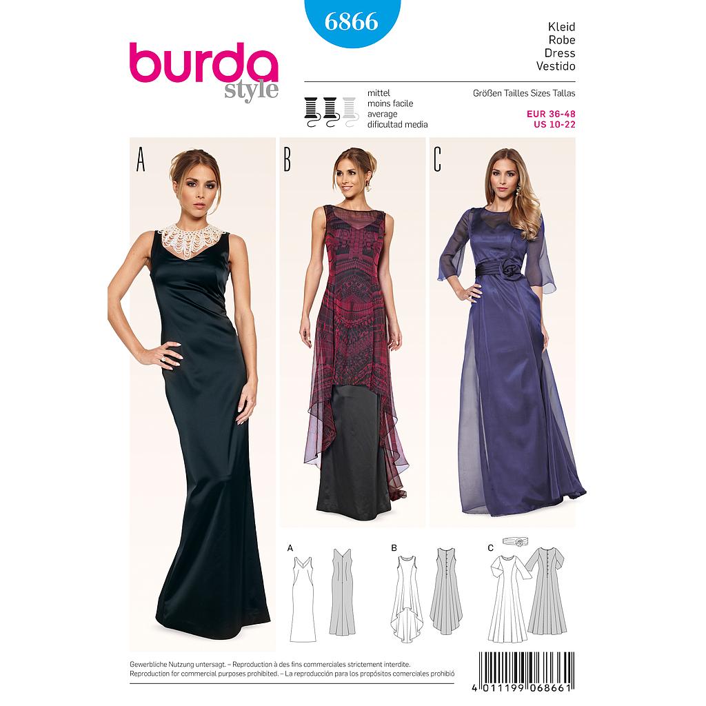 Patron Burda 6866 Robe de soirée