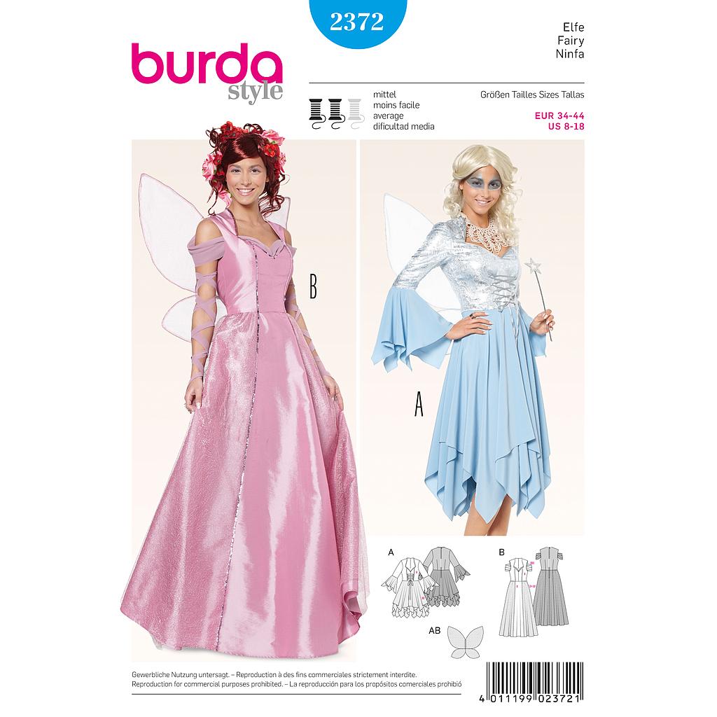 Patron Burda Carnaval 2372 - Déguisement Elfe et Fée Femme