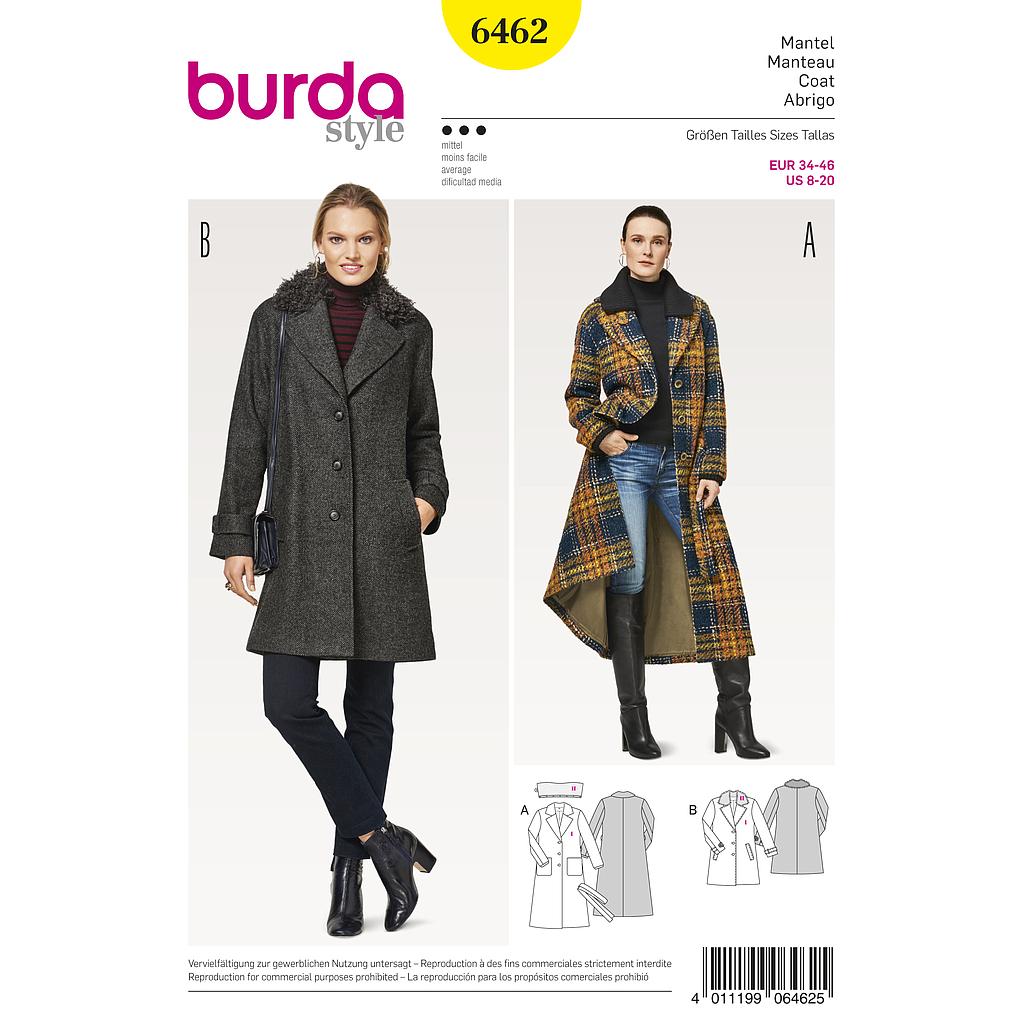 Patron Burda 6462 Manteau