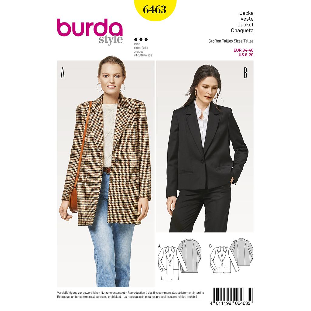 Patron Burda 6463 Veste