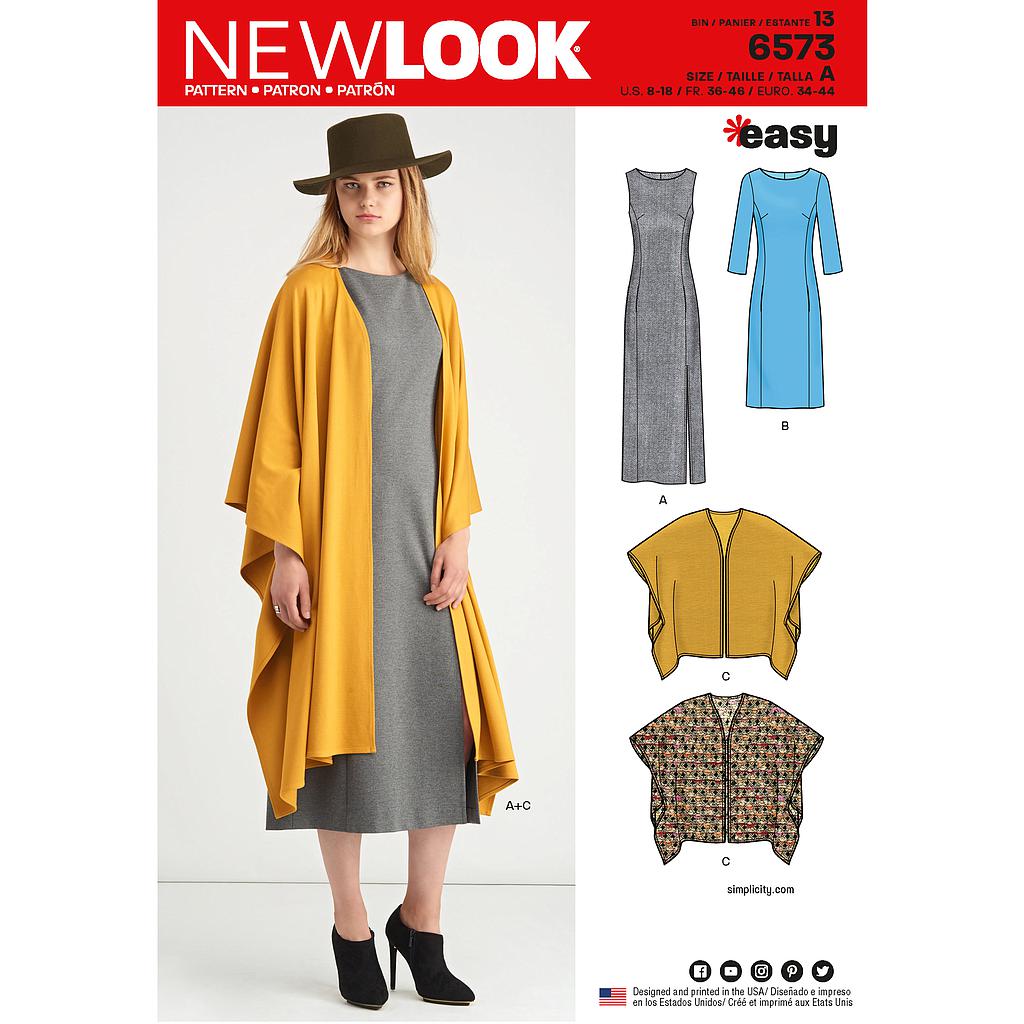 Patron New Look 6573 Robe et gilet pour femmes
