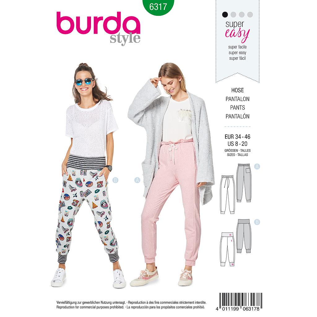 Patrón Burda 6317 -  Pantalón para mujeres del 34 al 46