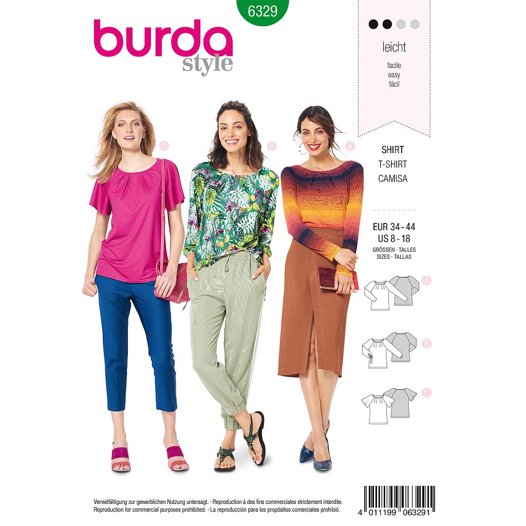 Patron Burda 6329 - T-shirt pour femmes de 36 à 46#