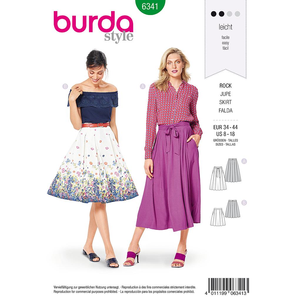 Patron Burda 6341 - Jupe pour femmes de 36 à 46