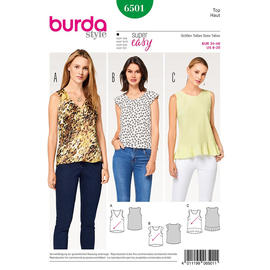 [B6501] Patron Burda 6501 Top