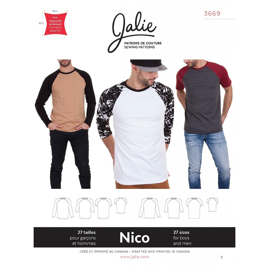 Patron Jalie 3669 Nico - Tshirt garçons et hommes