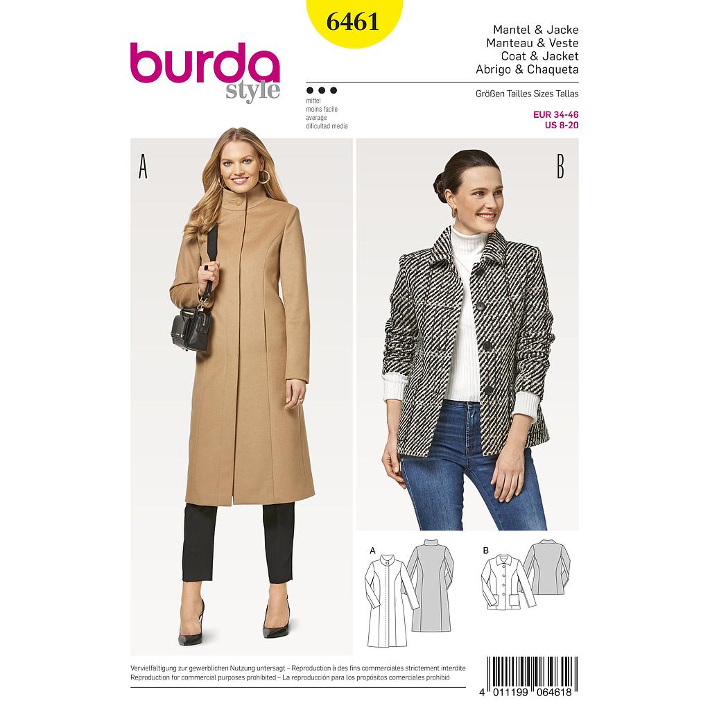 [B6461] Patron Burda 6461 Manteau et veste