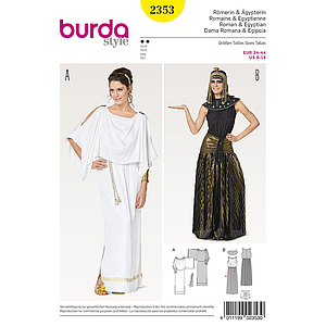 Patron Burda Carnaval 2353 - Déguisement Romaine et Egyptienne Femme