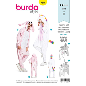 Patron Burda Carnaval 2351 - Combinaison lapin et Licorne Adulte