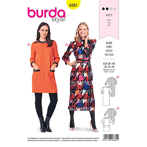 Patron Burda 6381 Vestido para mujer