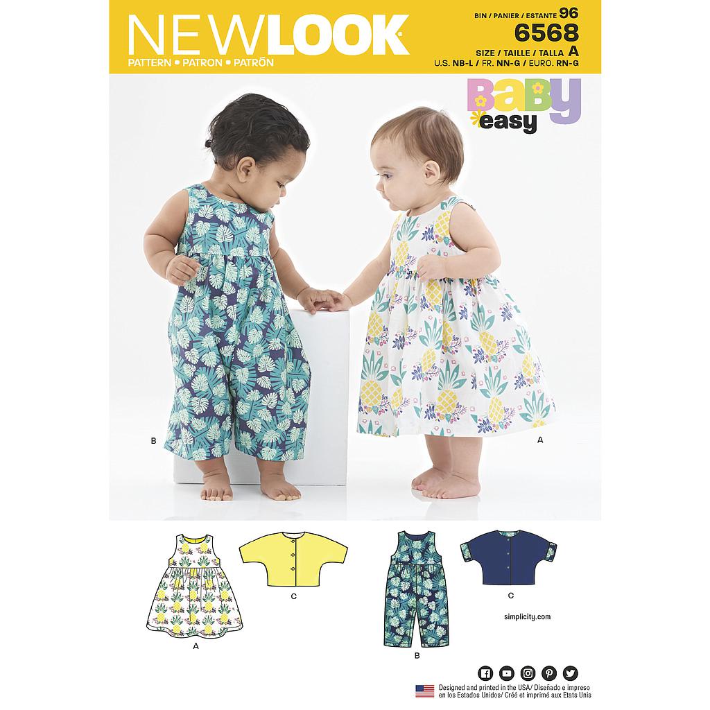 [NL6568] Patron New Look 6568 Ensemble bébé