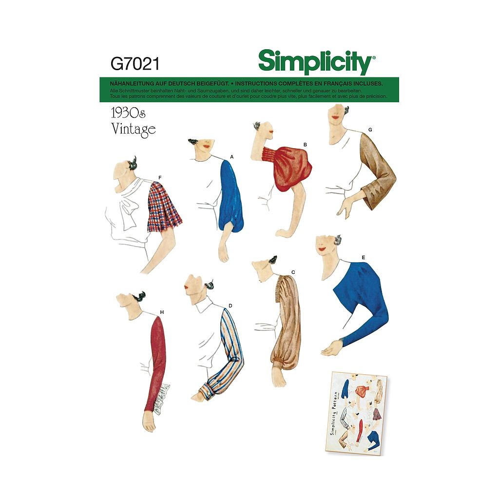 Patron Simplicity 7021  Ensemble de manches vintage