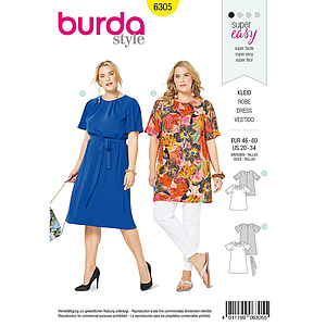 Patron Burda 6305 - Tee-Shirt, tunique ou robe de femmes de 48 à 62