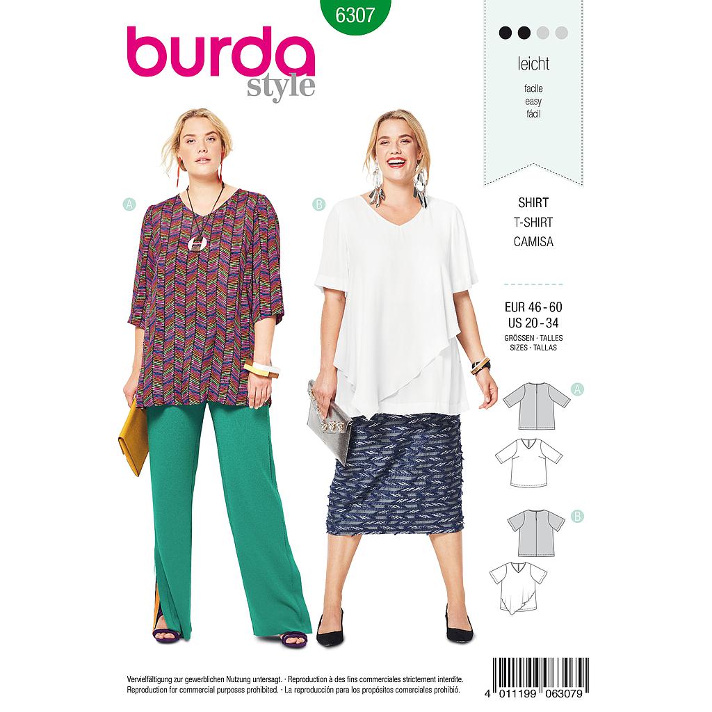 [B6307] Patron Burda 6307 - Blouse pour femmes de 48 à 62