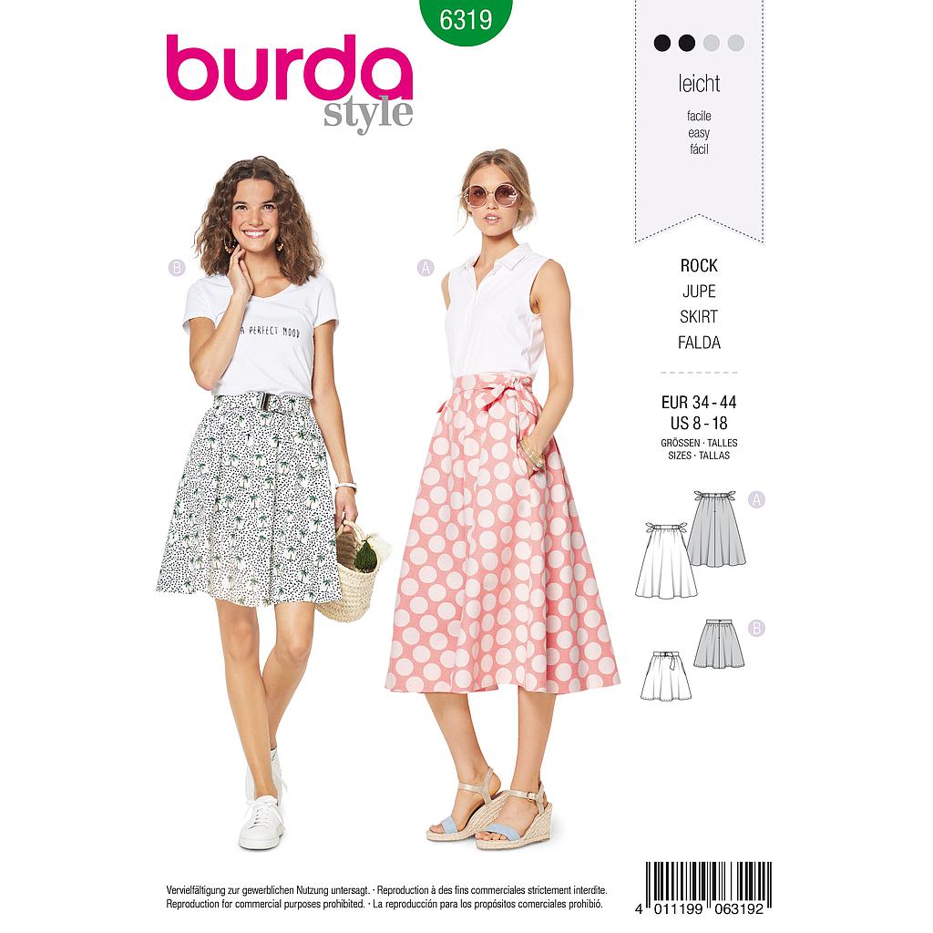 [B6319] Patron Burda 6319 - Jupe pour femmes de 36 à 46 FR