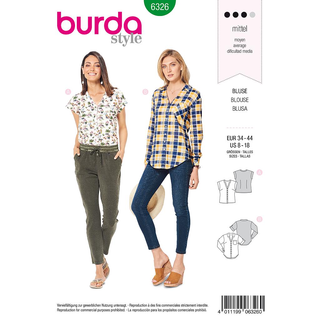 [B6326] Patron Burda 6326 - Chemisier pour femmes de 36 à 46
